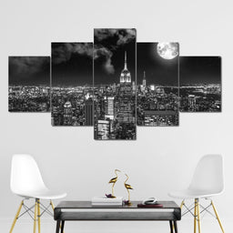 NYC at Night Multi Panel Canvas Wall Art - NicheCanvas