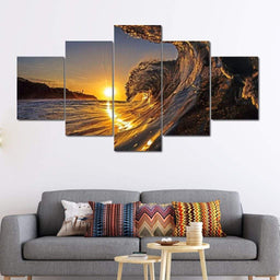 Sunset Wave Multi Panel Canvas Wall Art - NicheCanvas
