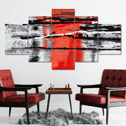 Red & Black Abstract Art - NicheCanvas