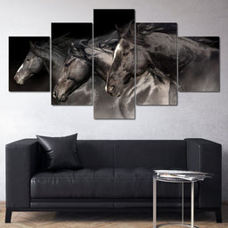 Three Black Stallions - NicheCanvas
