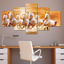 Seven Horses Multi Panel Canvas Wall Art - NicheCanvas