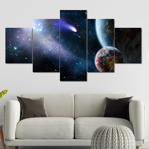 Space Motion - Canvas Print - unique 5 panel wall art of the beautiful galaxy - this makes the perfect eye catching accent you'll need in your home | NicheCanvas