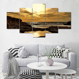 Rocky Coast Line - Johanjjf Multi Panel Canvas Wall Art - NicheCanvas