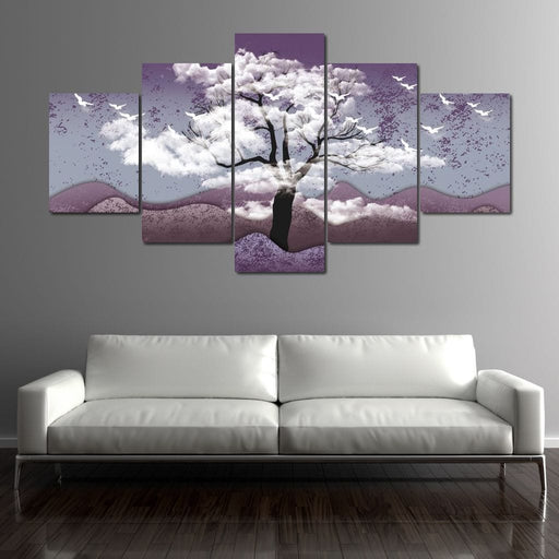 Purple Dream - Canvas Print - unique wall art of a withering tree painting covered in clouds - this art piece is the perfect focal point for any room | NicheCanvas