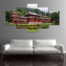 Byodo-In Buddhist Japanese Temple Multi Panel Canvas Wall Art - NicheCanvas