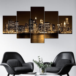 Lower Manhattan Multi Panel Canvas Wall Art - NicheCanvas