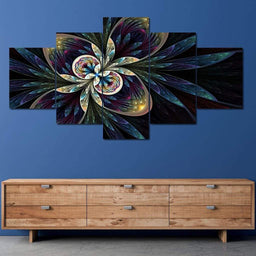 Symmetrical Digital Flower Multi Panel Canvas Wall Art - NicheCanvas