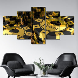 Poker Chips Multi Panel Canvas Wall Art - NicheCanvas