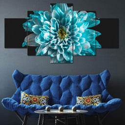Light Blue Flower Multi Panel Canvas Wall Art - NicheCanvas