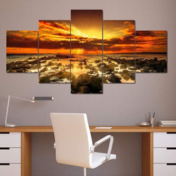 Orange Sunset - Johanjjf Multi Panel Canvas Wall Art - NicheCanvas
