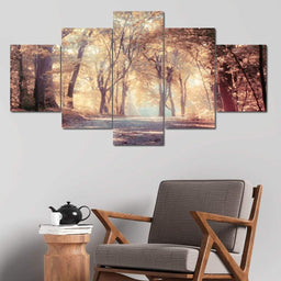 Autumn Forest Multi Panel Canvas Wall Art - NicheCanvas