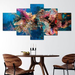 Tropical Corals Multi Panel Canvas Wall Art - NicheCanvas