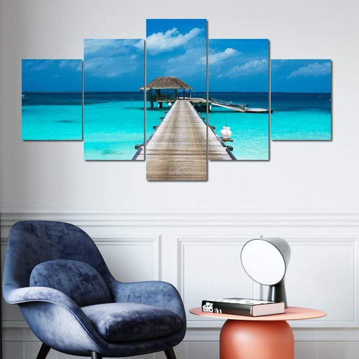 Welcome to Paradise - Canvas Print - stunning 5 panel wall art of the beautiful sea and its crystal clear water - this calm painting will bring peace to your room | NicheCanvas