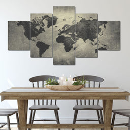 WORLD MAP - 5 PANELS SET NO PUSH NO EDIT - NicheCanvas