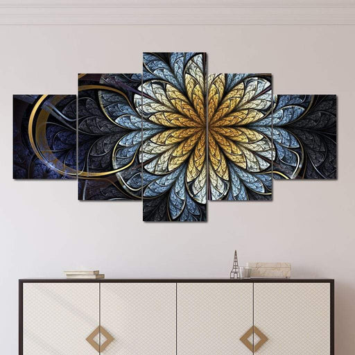 Stunning Blossom - Canvas Print - abstract wall art of a blue and yellow digital flower - this unique home decor is perfect to give to your family and friends | NicheCanvas