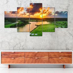 Tropical Golf Course Multi Panel Canvas Wall Art - NicheCanvas