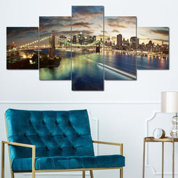 New York City Liberty Multi Panel Canvas Wall Art - NicheCanvas