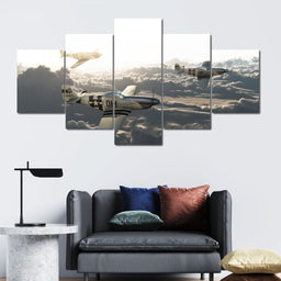 P51 Mustang Squadron Multi Panel Canvas Wall Art - NicheCanvas
