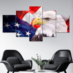 Bald Eagle Of America Multi Panel Canvas Wall Art - NicheCanvas