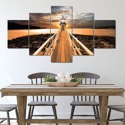 Marshall Point Lighthouse Multi Panel Canvas Wall Art - NicheCanvas