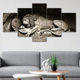The Lion of Lucerne Multi Panel Canvas Wall Art - NicheCanvas