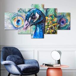 Playful Peacock Multi Panel Canvas Wall Art - NicheCanvas