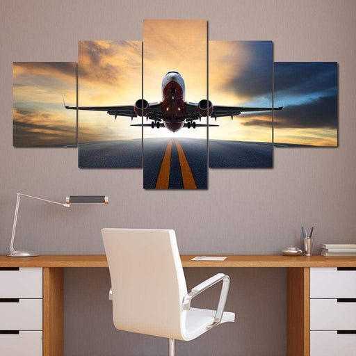 Airplane Take Off - Canvas Print - photorealistic wall print of an airplane taking off - this beautiful home decor is the perfect gift to your family and friends | NicheCanvas