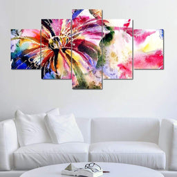 Multicolored Water Flower Multi Panel Canvas Wall Art - NicheCanvas