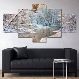 Winter River Landscape - NicheCanvas