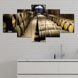 Hillside Wine Cellar Multi Panel Canvas Wall Art - NicheCanvas