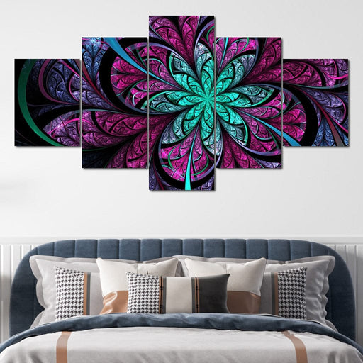 Dark Purple and Blue Fractal Flower Canvas Print