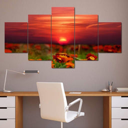 Flowers Last Ray Of Sun Multi Panel Canvas Wall Art - NicheCanvas