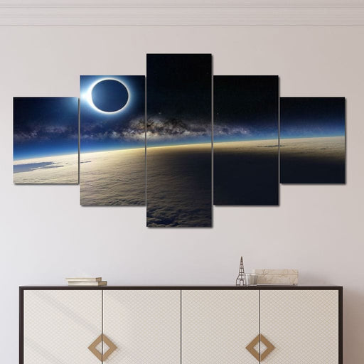 The Eclipse - Canvas Print - gorgeous 5 panel wall art of the solar eclipse - this genuine work of art makes the perfect centerpiece for a modern theme home | NicheCanvas