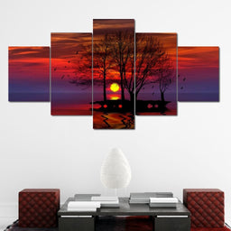 Exultant Sunset Multi Panel Canvas Wall Art - NicheCanvas