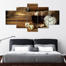 Gentleman's Cognac Multi Panel Canvas Wall Art - NicheCanvas