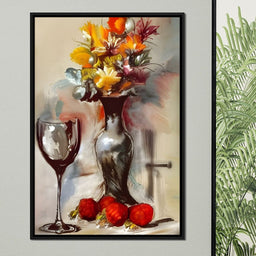 Abstract Wine & Flowers 02 - NicheCanvas