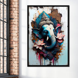 Blue Ganesh Portrait - NicheCanvas