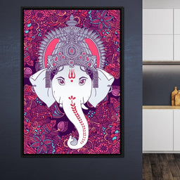 Hindu Lord Ganesha in Pink - NicheCanvas