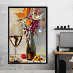 Abstract Wine & Flowers 05 - NicheCanvas