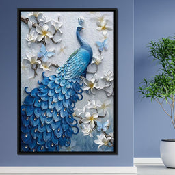 Blue Peacock Flower 1 panel - NicheCanvas