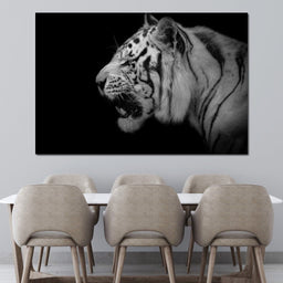 Black and White Tiger Profile - NicheCanvas