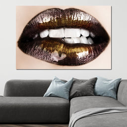 Black & Gold Lips - NicheCanvas