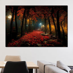 Very Beautiful Forest at Night - NicheCanvas