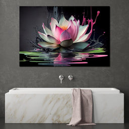 Watercolor Lotus Flower - NicheCanvas
