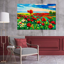 Field of Red Poppies - NicheCanvas