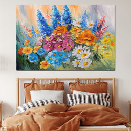 Abstract Bouquet of Spring Flowers - NicheCanvas