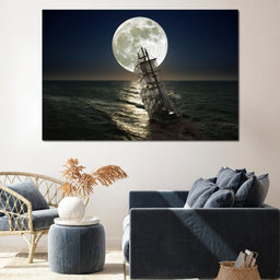 Sailing Under the Giant Moon | NicheCanvas