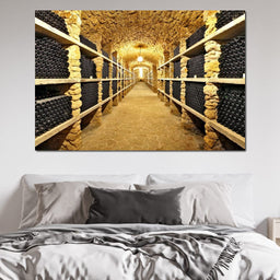 Wall of Wine Bottles - NicheCanvas
