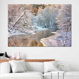 Winter River Landscape - NicheCanvas