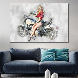  Girl Motorcycle - Mateo - NicheCanvas